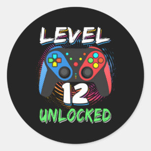 Niveau 12 ontgrendelde 12e 12 Gamer Bday Ronde Sticker