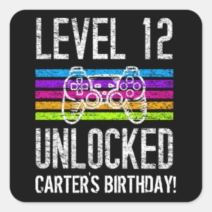 Niveau 12 ontgrendelde 12e verjaardag gamer vierkante sticker