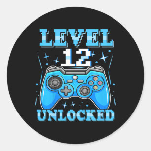 Niveau 12 Ontgrendelde Gamer 12e Verjaardag Gift V Ronde Sticker
