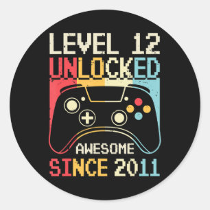 Niveau 12 Onvergrendeld videospel 12e Birthday Gam Ronde Sticker