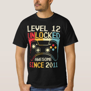 Niveau 12 Onvergrendeld videospel 12e Birthday Gam T-shirt