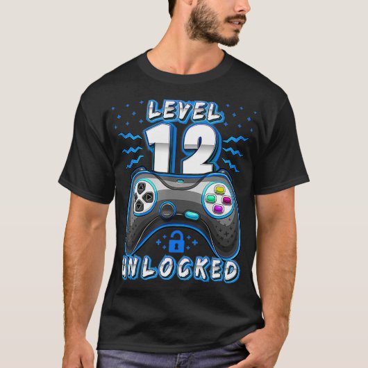 Niveau 12 Onvergrendeld videospel 12e Birthday Gam T-shirt (Voorkant)