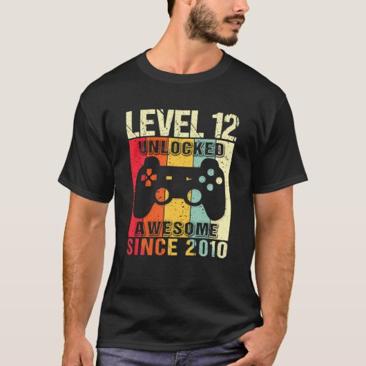 Niveau 12 onvergrendelde 12e Birthday Gamer Geweld T-shirt (Voorkant)