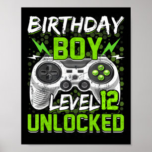 Niveau 12 onvergrendelde gamer 12e verjaardag Gift Poster