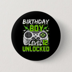 Niveau 12 onvergrendelde gamer 12e verjaardag Gift Ronde Button 5,7 Cm