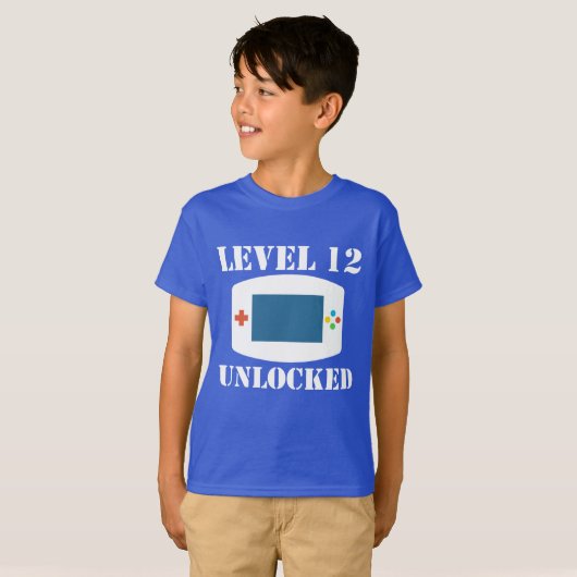 Niveau 12 Onvergrendelde videogames 12e verjaardag T-shirt (Voorkant volledig)