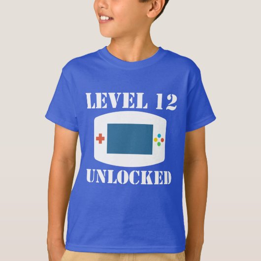 Niveau 12 Onvergrendelde videogames 12e verjaardag T-shirt (Voorkant)