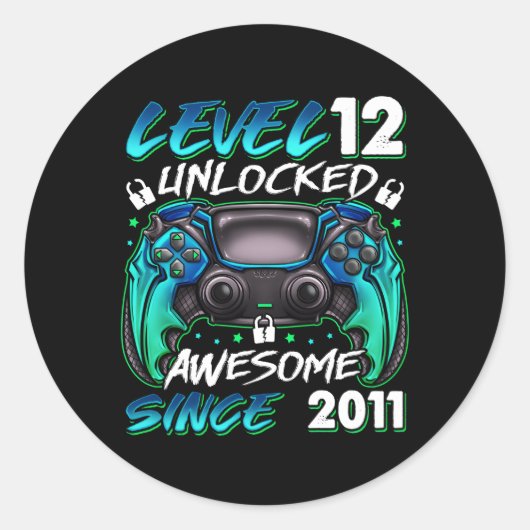 Niveau 12 Unlocked Geweldige sinds 2011 12e Ronde Sticker (Voorkant)