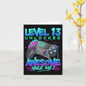 Niveau 13 Ontgrendeld 13 Jaar Oude Jongen Verjaard Kaart (Gele Bloem)