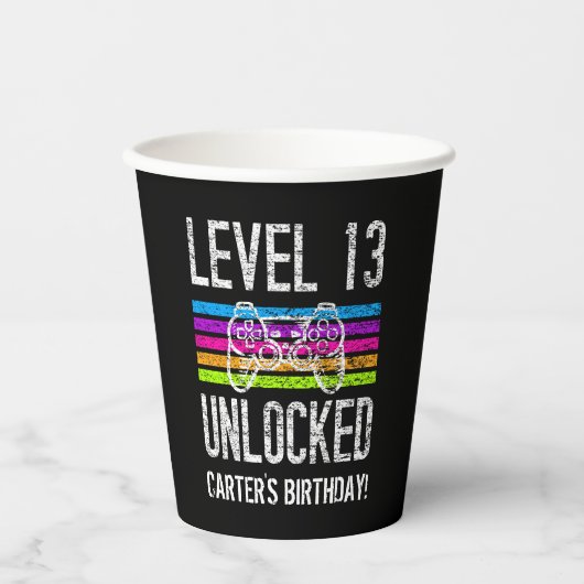 Niveau 13 Ontgrendeld 13e geboortedag, aangepast p Papieren Bekers (Voorkant)