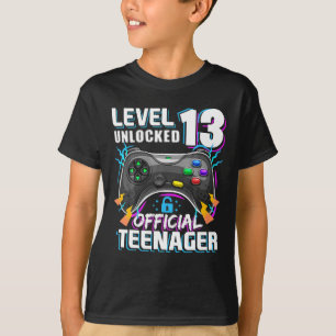 Niveau 13 Ontgrendeld Officiële Tiener Videospel T-shirt
