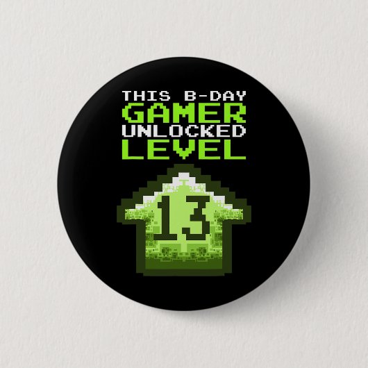 Niveau 13 Ontgrendeld Verjaardag Video Game 13e ve Ronde Button 5,7 Cm (Voorkant)