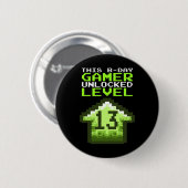 Niveau 13 Ontgrendeld Verjaardag Video Game 13e ve Ronde Button 5,7 Cm (Voorkant /achterkant)