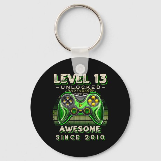 Niveau 13 Ontgrendeld Videospel 13e Verjaardag 13  Sleutelhanger (Voorkant)