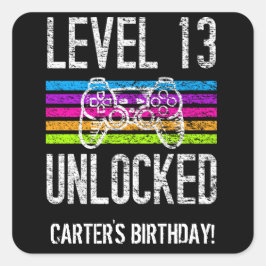 Niveau 13 ontgrendelde 13e verjaardag persoonlijke vierkante sticker