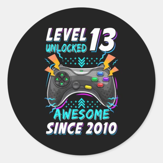 Niveau 13 Ontgrendelde Gamer 13e Dag 13 Ronde Sticker (Voorkant)