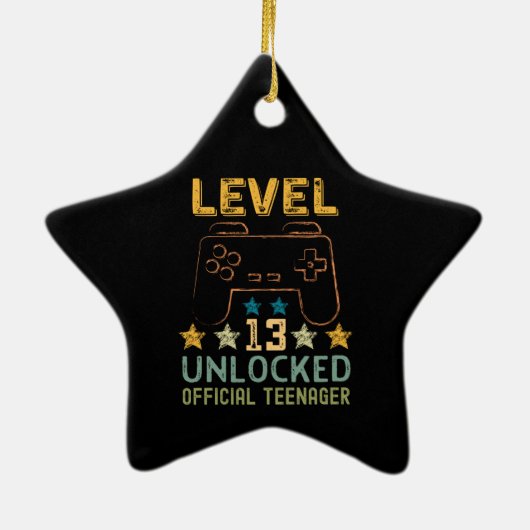 Niveau 13 ontgrendelde officiële tiener grappige g keramisch ornament (Achterkant)