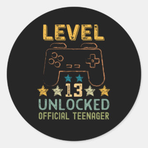 Niveau 13 ontgrendelde officiële tiener grappige  ronde sticker
