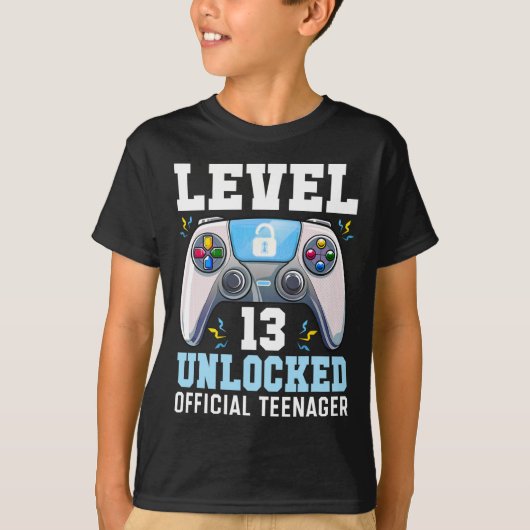 Niveau 13 Onvergrendeld videospel 13e Birthday Gam T-shirt (Voorkant)