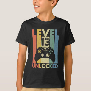 Niveau 13 onvergrendelde grappige videogamer 13e v t-shirt
