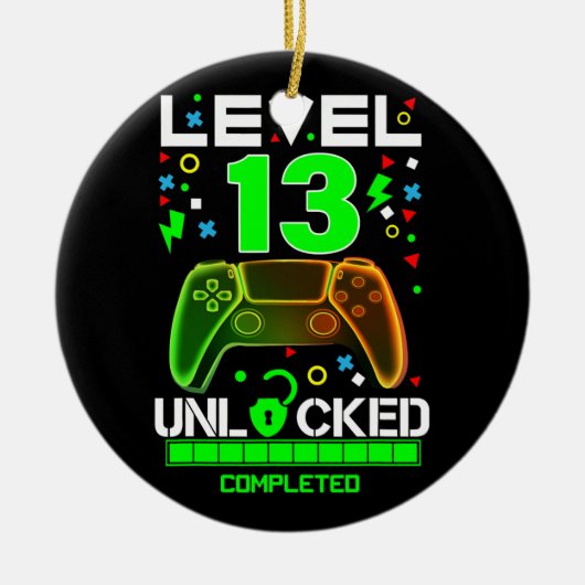Niveau 13 onvergrendelde videogame 13e gamer op de keramisch ornament (Voorkant)