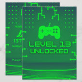 Niveau 13 Unlocked Gaming 13e verjaardag uitnodigi Kaart (Voorkant / Achterkant)