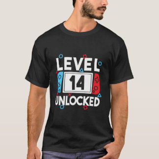 Niveau 14 Ontgrendelde Gamer 14e Verjaardag Videog T-shirt