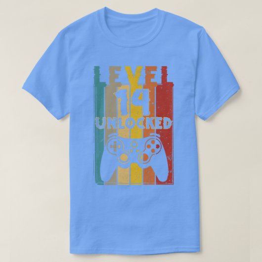 Niveau 14 onvergrendelde grappige videokamer 14e v t-shirt (Design voorkant)
