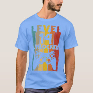 Niveau 14 onvergrendelde grappige videokamer 14e v t-shirt