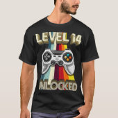 Niveau 14 Onvergrendelde Retro videogame 14e verja T-shirt (Voorkant)