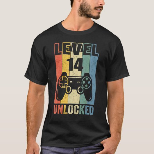 Niveau 14 Onvergrendelde videoband 14e verjaardag T-shirt (Voorkant)