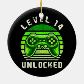 Niveau 14 Onvergrendelde videogame 14e gamer op de Keramisch Ornament (Achterkant)