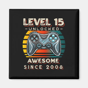 Niveau 15 Ontgrendeld Videogame 15e Verjaardag 15  Magneet