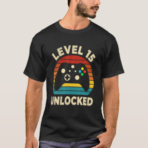 Niveau 15 Ontgrendelde Video Gamer 15e Verjaardag  T-shirt