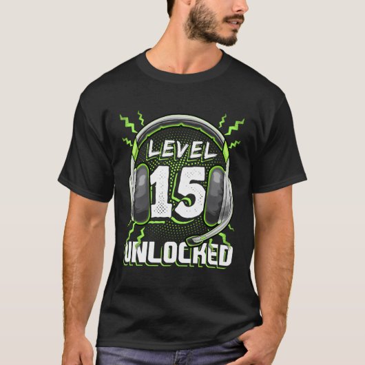 Niveau 15 ontgrendelde videogame 15e PC gaming T-shirt (Voorkant)