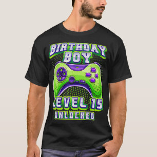 Niveau 15 Onvergrendeld videospel 15e Birthday Gam T-shirt