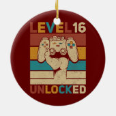 Niveau 16 jaar oude onvergrendelde 16e Birthday Ga Keramisch Ornament (Achterkant)