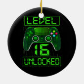 Niveau 16 ontgrendelde 16e videoband Birthday Boy Keramisch Ornament (Achterkant)