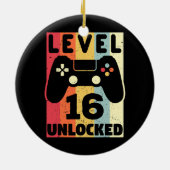 Niveau 16 Onvergrendelde 16e verjaardag 16-jarige  Keramisch Ornament (Achterkant)