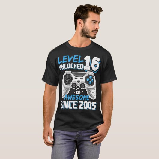 Niveau 16 Onvergrendelde Geweldige 2005 videogame T-shirt (Voorkant volledig)