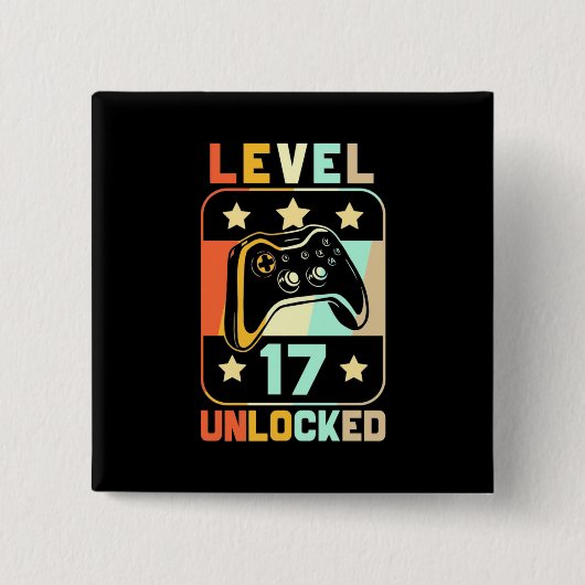Niveau 17 geopend vierkante button 5,1 cm (Voorkant)