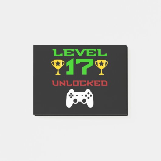Niveau 17 Onvergrendelde 17e verjaardag gaming Gif Post-it® Notes (Voorkant)