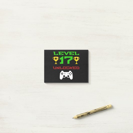 Niveau 17 Onvergrendelde 17e verjaardag gaming Gif Post-it® Notes (Op bureau)