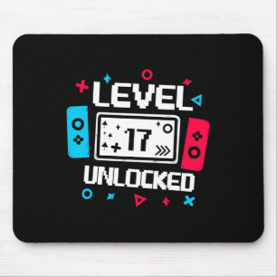 Niveau 17 Onvergrendelde gamer 17th Birthday Gift Muismat