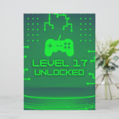 Niveau 17 Unlocked Gaming 17e verjaardag Kaart (Staand voorkant)