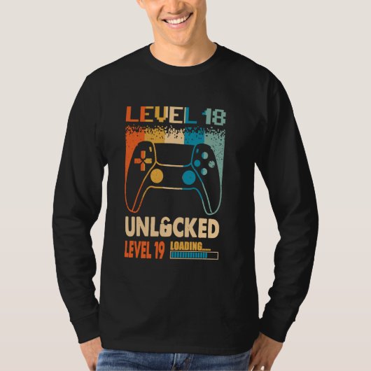  niveau 18 ontgrendeld 18 jaar oud Grappig 18e T-shirt (Voorkant)
