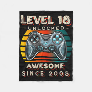 Niveau 18 Ontgrendeld Videogame 18e Verjaardag 18  Fleece Deken