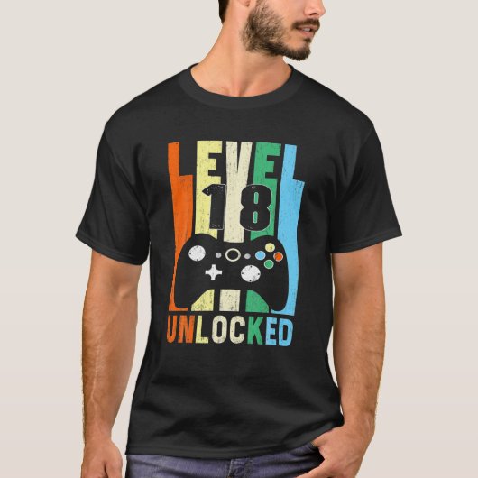 Niveau 18 ontgrendelde 18e videogamer Birthday Gif T-shirt (Voorkant)