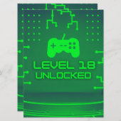 Niveau 18 Unlocked Gaming 18e verjaardag Kaart (Voorkant / Achterkant)