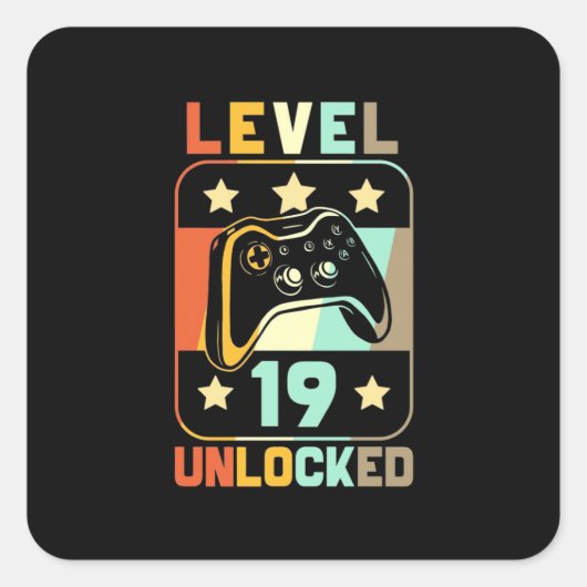 Niveau 19 ontgrendeld vierkante sticker (Voorkant)